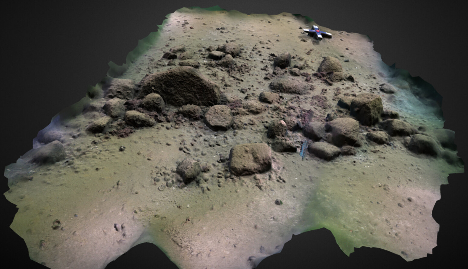 A 3D model of a rocky area inhabited by Palaeolithic hunters.